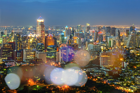 Bangkok city night view with nice skyの写真素材