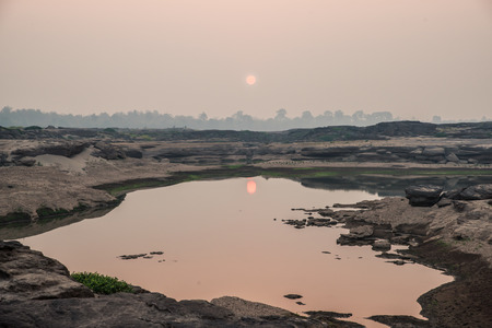 Heart pond in Sampanbok , in Mekong River, Ubon Ratchathani  Grand canyon in Thailandの写真素材