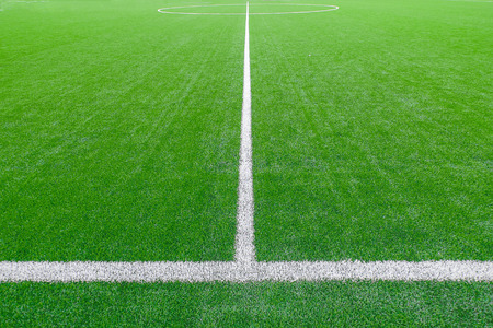 Soccer field detail with white linesの写真素材