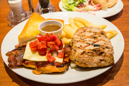 Pork Steak with Black Pepper and chicken southwestの写真素材