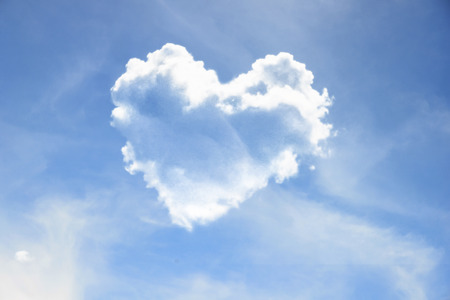 cloud heart shape, blue skyの写真素材