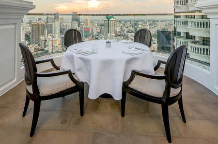 Seat and Table on terrace with high view