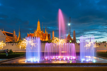 Wat Phra Kaew, Temple of the Emerald Buddha,Grand palace at twilight in Bangkok, Thailandのeditorial素材