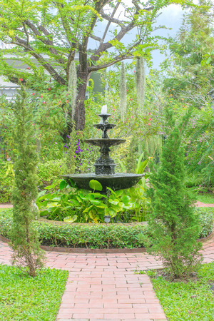 The Fountain in the green garden at homeの写真素材
