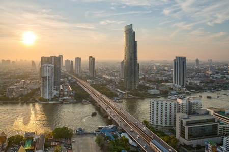 Skyscrapers in City of Bangkok downtown, Thailandのeditorial素材