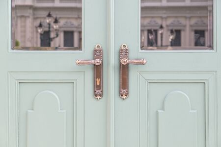 Classic knobs in door use for backgroundの写真素材