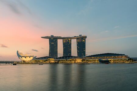 Singapore city skyline at nightのeditorial素材