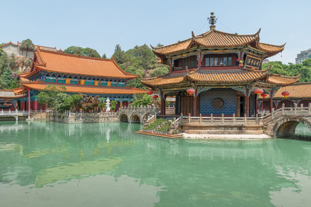 Yuantong Kunming Temple panorama, Kunming capital city of Yunnan, Chinaの写真素材