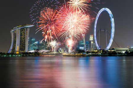 Singapore national day fireworks celebrationのeditorial素材