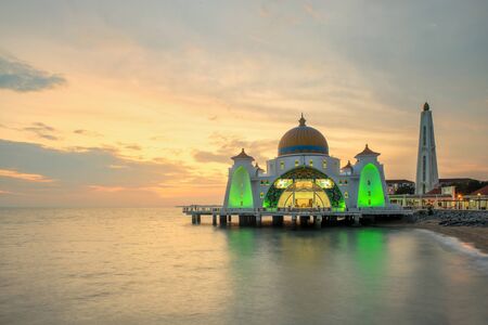 Malacca Straits Mosque, Malaysia at sunset