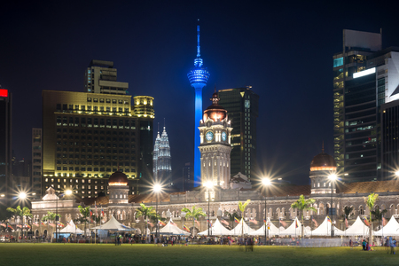 Merdeka Square in downtown Kuala Lumpur at twilight, Malaysiaのeditorial素材