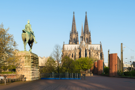 View on Cologne cathedral at morning in Cologne, Germany.の写真素材