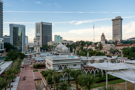 Masjid Jamek Mosque in center of Kuala Lumpur, Malaysia. The mosque was built in 1907 is oldest mosque in Kuala Lumpur, Malaysia.のeditorial素材