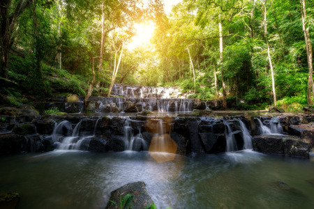 Sam Lan Waterfall is beautiful waterfall in tropical forest, Saraburi province, Thailand.の写真素材
