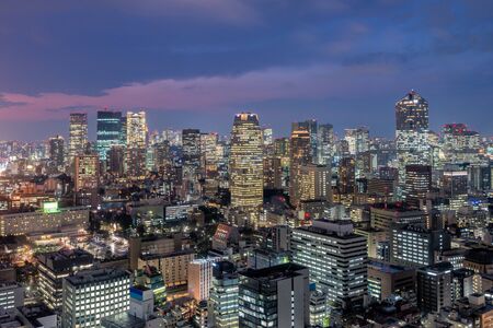 Tokyo downtown city skyline and skyscrapers at Roppongi District in Tokyo, Japan.のeditorial素材