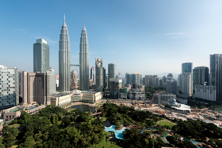 Kuala Lumpur skyline and skyscraper in Malaysia. Downtown business district center of Kuala lumpur seeing Petronas twin tower in Malaysia. Asia.のeditorial素材