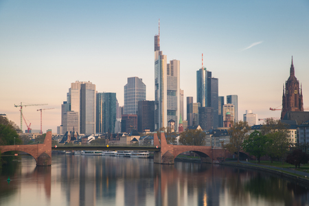 Skyline of Frankfurt city in Germany. Frankfurt is financial center city of Germany.のeditorial素材