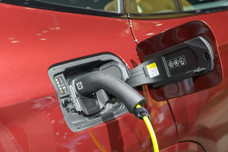 Eco-friendly revolution firsthand as electric vehicles charge up at our station. With a commitment to sustainability, our charging infrastructure supports green mobilityの写真素材