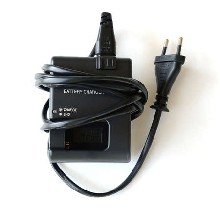 Battery Charger on white backgroundの写真素材