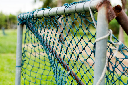 Mesh soccer football goal through the net.