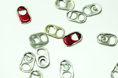 Isolated aluminum lid can on  white backgroundの写真素材