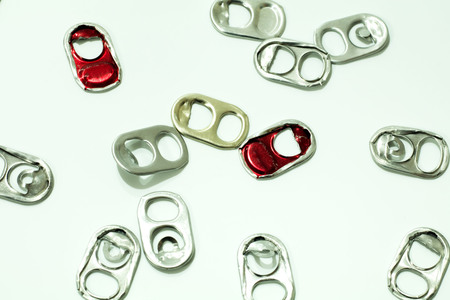 Isolated aluminum lid can on  white backgroundの写真素材