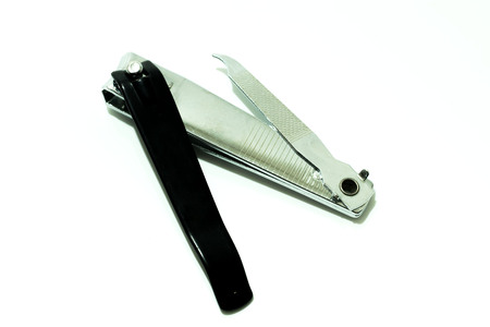 nail scissors placed on white background.の写真素材
