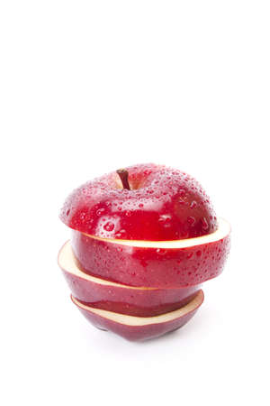 fresh apple, Red apple with water drops on surface on white screen.の写真素材