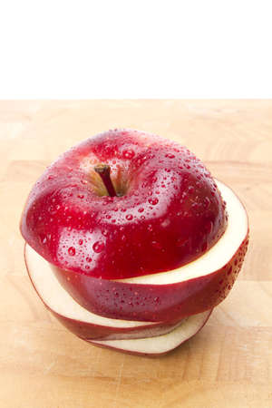 Fresh red apple, red apple with water drops on surface.の写真素材