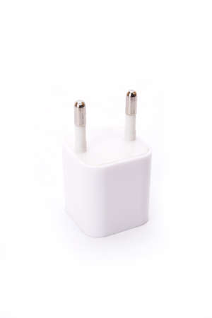 plug connector, white designed electric plug connector isolate on white screen.