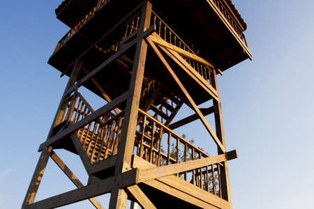 wooden watchtower, Watchtower made from wood.の写真素材