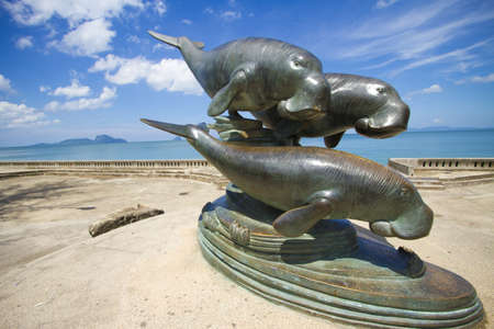 whale monument, whale monument on the beach of Trang, Thailandの写真素材