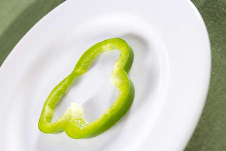 Green bell pepper, sliced green bell pepper の写真素材