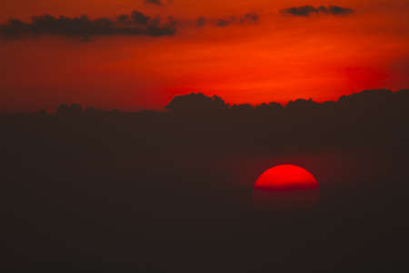 red sunset, red sunset from hilltopの写真素材