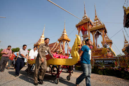 Thai funeral, Relatives of dead person making parade around crematorium in Thai style funeral のeditorial素材