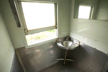 train toilet, stainless local made toilet ware in Thailand train bogie bathroomの写真素材