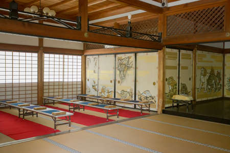 washitsu room, Japanese style study room with wall painting, Tenryu-ji temple, Kyoto,Japan, May 15,2014のeditorial素材