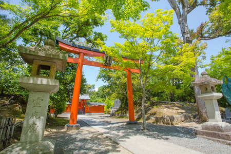 Japanese spiritual entrance at God of war shrine in Kyoto, Japan