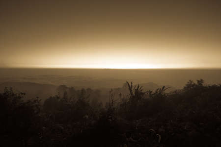 horizon sky, colourful horizon sky view from mountain peak in Chiengmai, Thailandの写真素材