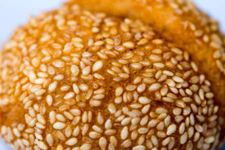 fried Chinese bun, Fried Chinese dumpling bun with white sesame sprinkleの写真素材