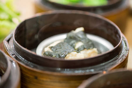 Dim sum, seaweed with pork stuffed in Dim Sum Chinese styleの写真素材