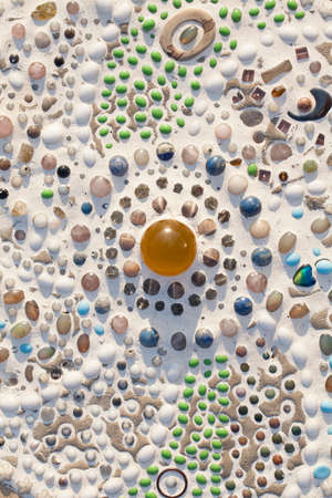 stone floor decor, abstract art of ceramic and colourful stone decor on the floorの写真素材