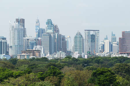 Building Nature, Group of building pack zoning with green park nature in Bangkok