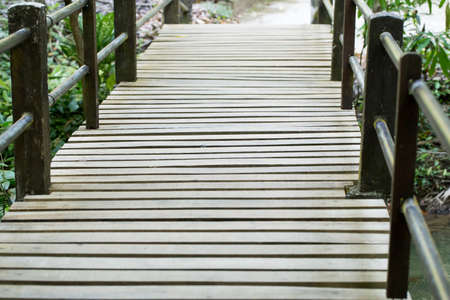 wooden bridge, wooden bridge cut to tropical forestの写真素材