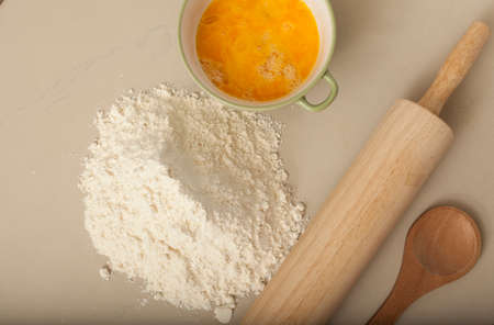 pasta homemade pasta homemade preparation set egg flour olive oil with roller