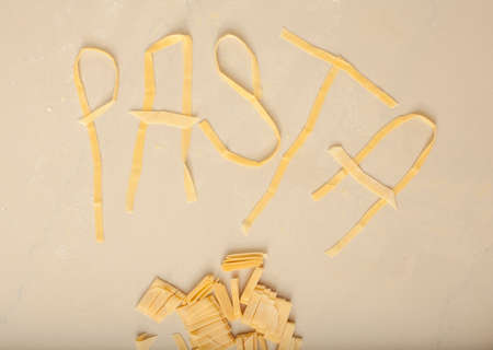 Pasta Fresh tagliatelle pasta put in alphabets word Pastaの写真素材