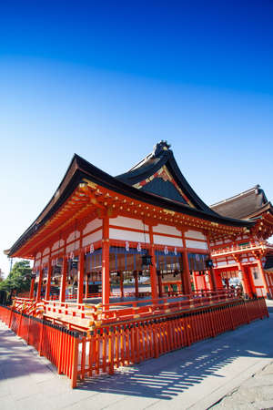 The Red building at Fushimi inari taisha, the famous Shinto shrine in kyoto, Japan, 8 Nov 2015のeditorial素材
