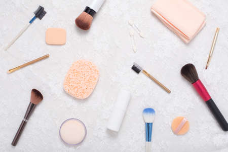 Cosmetic beauty tool on top view.の写真素材