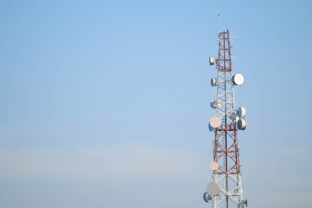 Telecommunications tower Antenna, Copyspace at the left.の写真素材