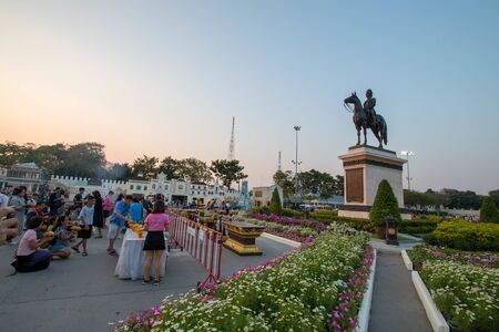 Bangkok, Thailand - February 6, 2018 : The atmosphere of Equestrian Statue of King Chulalongkorn Rama V Located in front of Ananta Samakhom Throne Hall.のeditorial素材